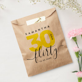 Bolsa De Papel Moderna Girly Brillante Amarillo 30 y Flirty