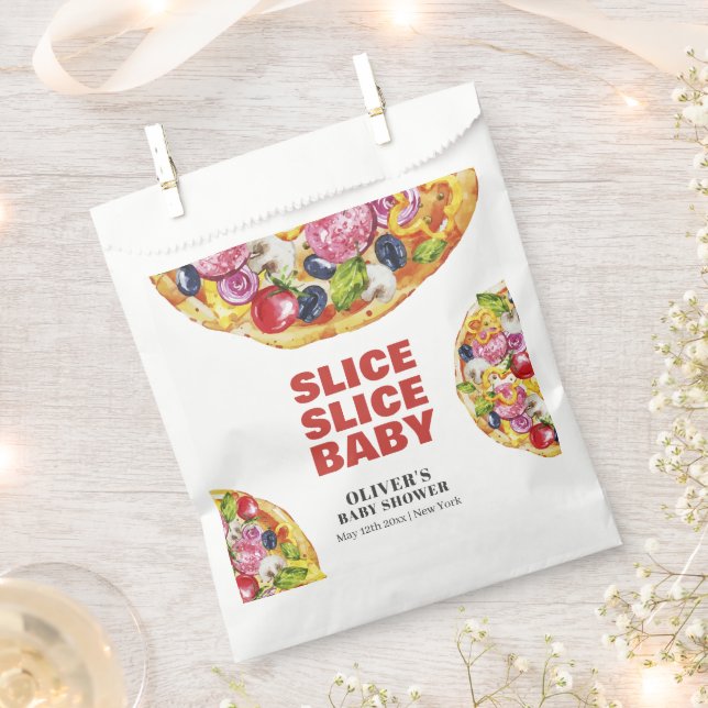 Bolsa De Papel Moderna Moda Italiana Slice Pizza Baby Shower (Cortado)