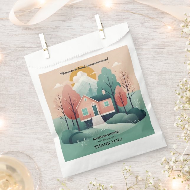 Bolsa De Papel Moderna Para Siempre Adopción En Casa Ducha De Pes (Cortado)