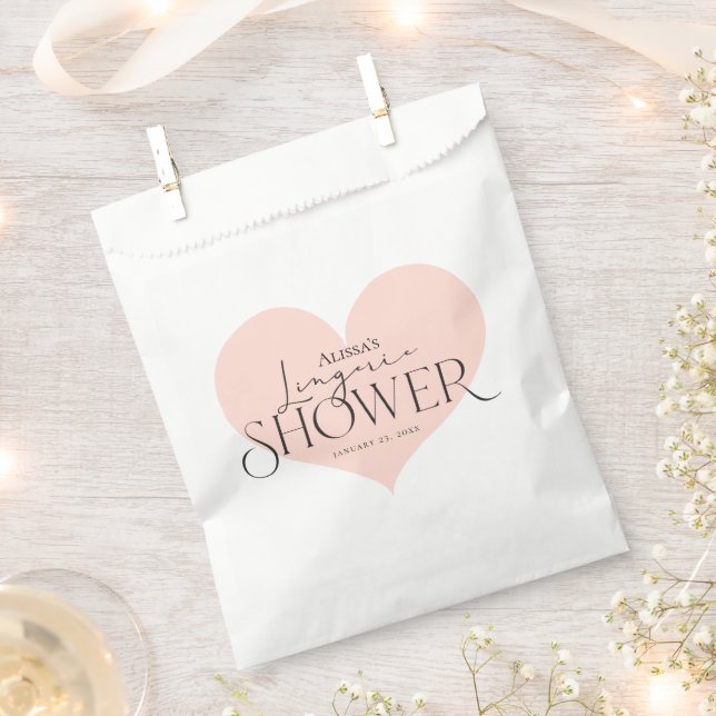 Bolsa De Papel Moderna y elegante Corazón Blanco Peach Lingerie S (Cortado)