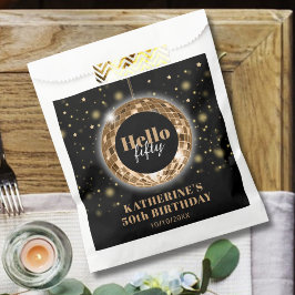 Bolsa De Papel Moderno 50 cumpleaños Fiesta de oro negro