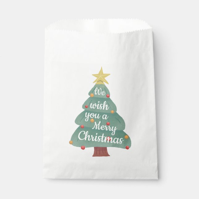 Bolsa De Papel Moderno Árbol de Navidad Feliz Navidad (Anverso)