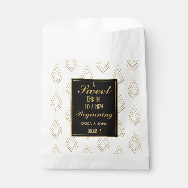 Bolsa De Papel Moderno Art Deco Wedding Favor Bag Sweet End (Anverso)
