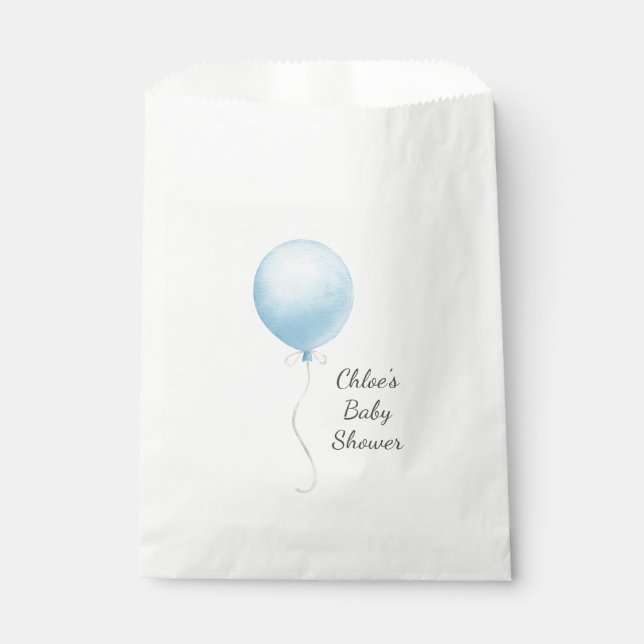 Bolsa De Papel Moderno Blue Balloon Boy Baby Shower (Anverso)