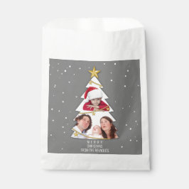 Bolsa De Papel Moderno Collage de fotos de arbol navideño gris