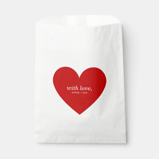 Bolsa De Papel Moderno con amor Corazón Rojo (Anverso)