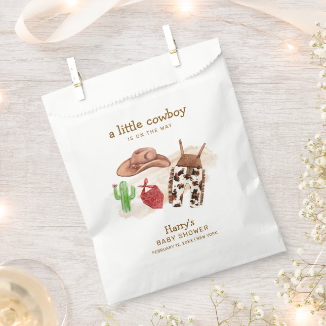 Bolsa De Papel Moderno Desierto Occidental Cactus Cowboy Baby Sho (Cortado)