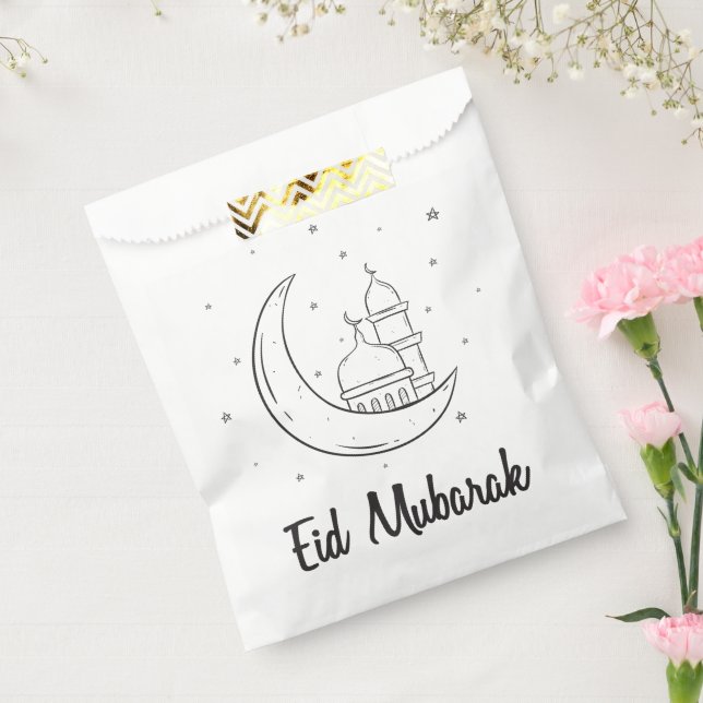 Bolsa De Papel Moderno Eid Mubarak Cute Eid Goodie Bag (Sellado)
