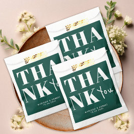 Bolsa De Papel Moderno Emerald Green Bold Gracias Fiesta de Bodas