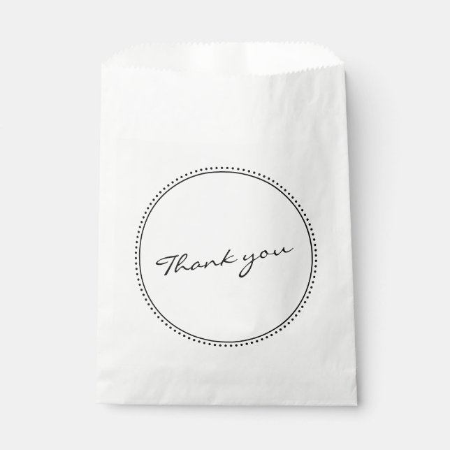 Bolsa De Papel Moderno Gracias Script Lettering Doted Border (Anverso)