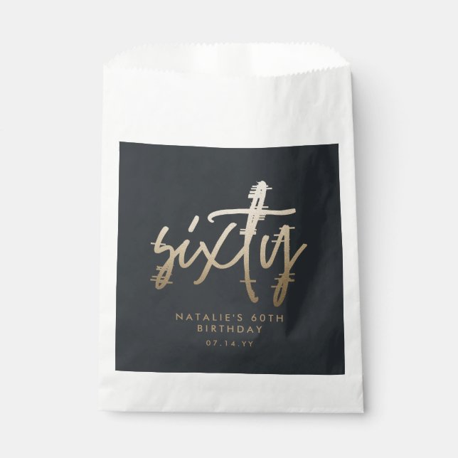 Bolsa De Papel Moderno guión elegante de 60 años simple (Anverso)