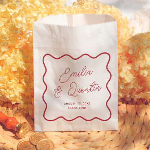 Bolsa De Papel Moderno Marco Ondulado Chic Colorido Retro Boda