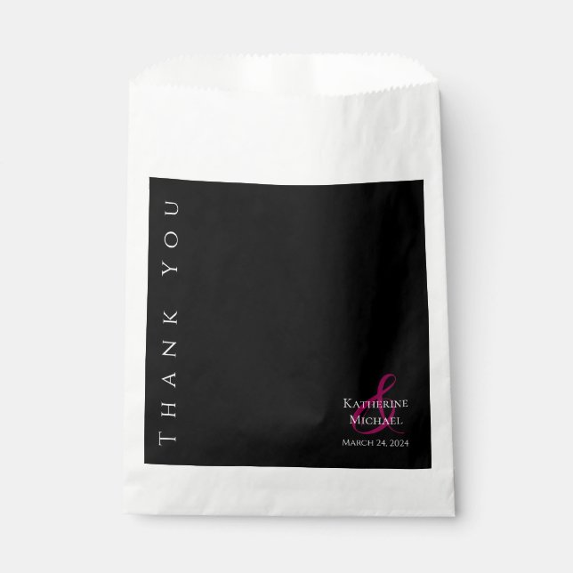 Bolsa De Papel Moderno negro y blanco-Boda Gracias- (Anverso)