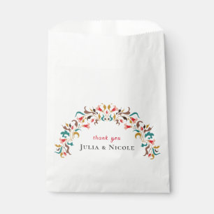 Bolsa De Papel Moderno Romántico Elegante Boda Floral de Wreath