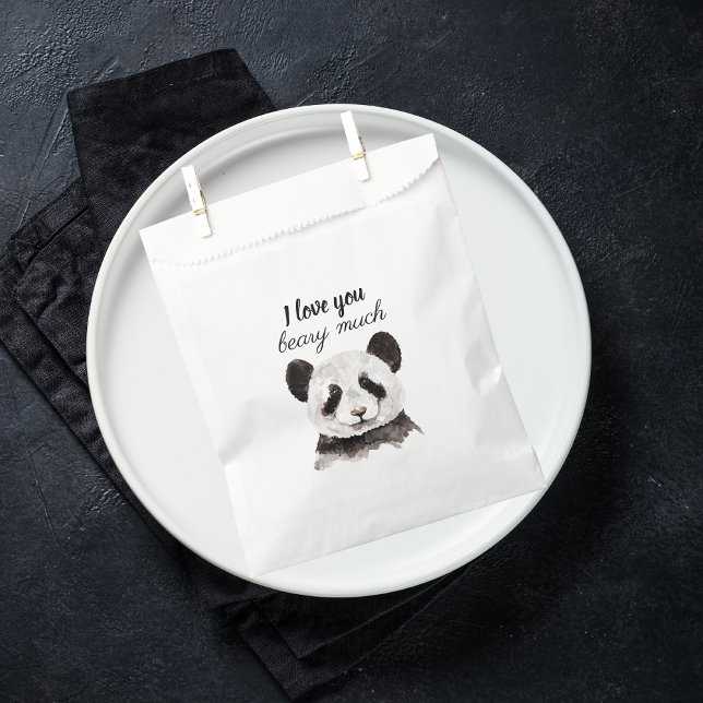Bolsa De Papel Moderno Te Amo Mucho Panda Blanco Y Negro (Subido por el creador)