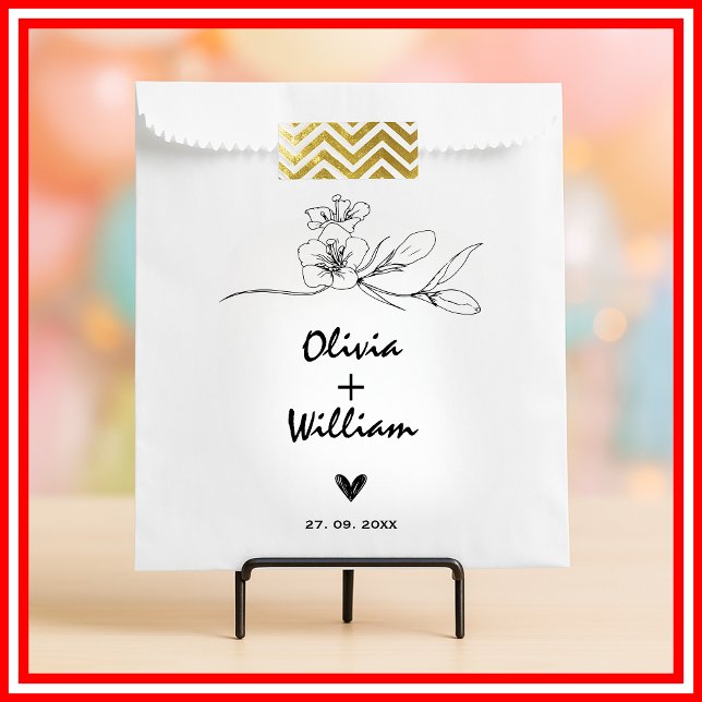 Bolsa De Papel Moderno y simple Boda de flores elegante minimalis (Subido por el creador)