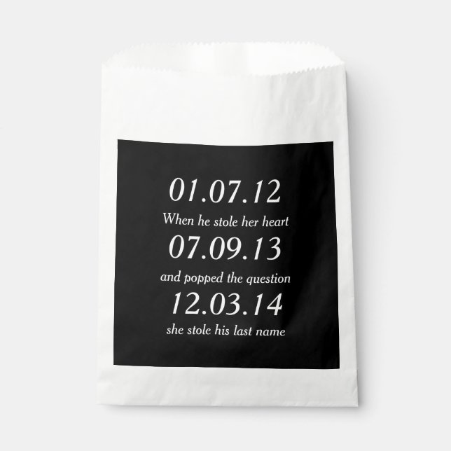Bolsa De Papel Momentos Románticos Fechas Personalizadas Boda Per (Anverso)