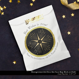 Bolsa De Papel Monograma Art Deco Estrella Negro y Oro