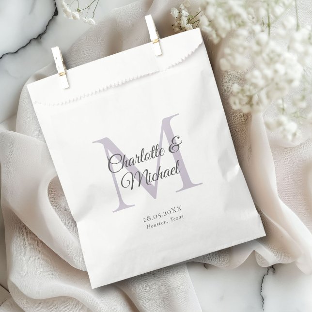 Bolsa De Papel Monograma besos hershey®'s (Monogram, Classic, Elegant, Wedding Favor Bag with your names and date.)