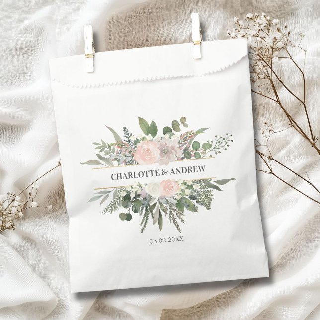 Bolsa De Papel Monograma Bodas Florales (Monogram Floral Weddings Favor Bag)