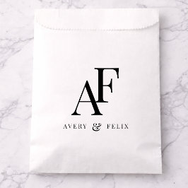 Bolsa De Papel Monograma de Boda Elegante Sencillo Minimalista