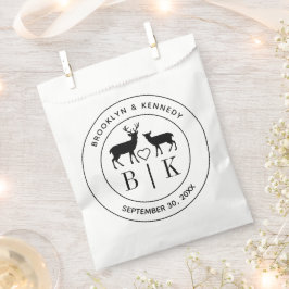 Bolsa De Papel Monograma de Ciervo Boda Rústica Pareja Nombre