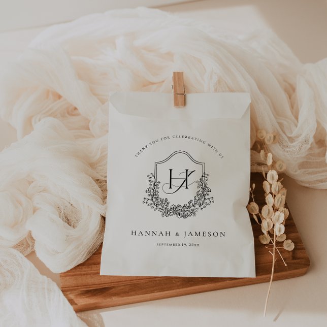 Bolsa De Papel Monograma de cosecha | Boda Floral Boho (Subido por el creador)