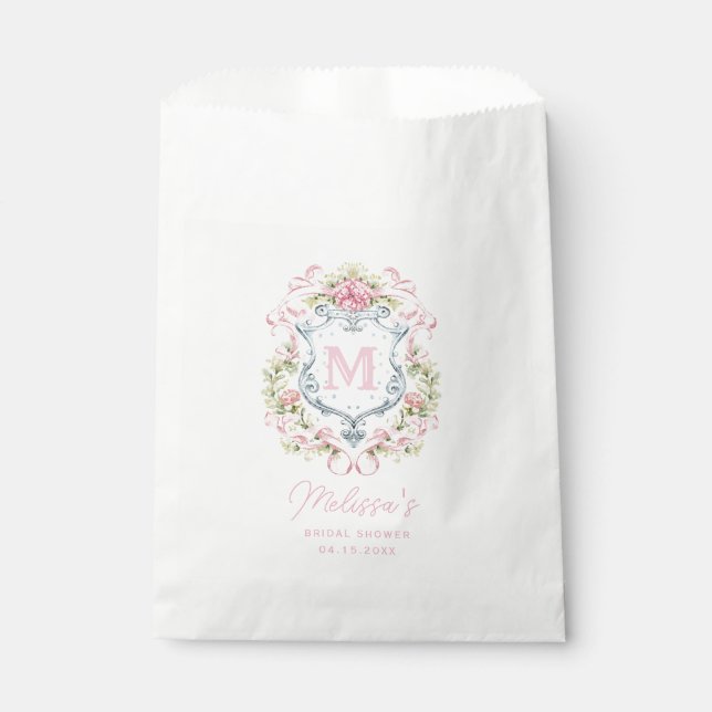 Bolsa De Papel Monograma de Escudo floral de abuelo | Novia (Anverso)