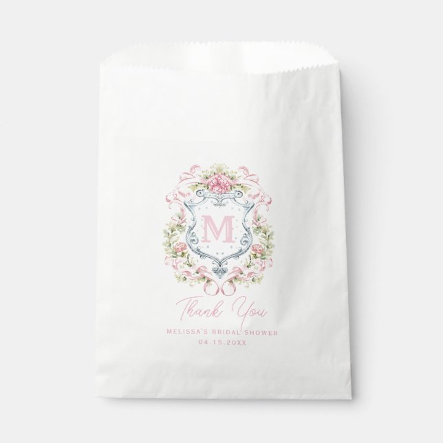 Bolsa De Papel Monograma de Escudo floral de abuelo | Novia (Anverso)