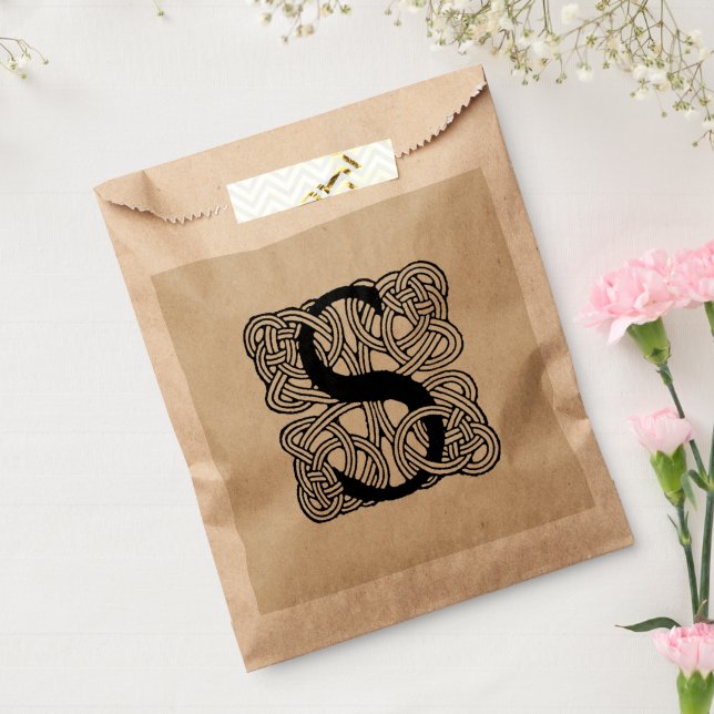 Bolsa De Papel Monograma De Knot Celta De Letra S (Sellado)