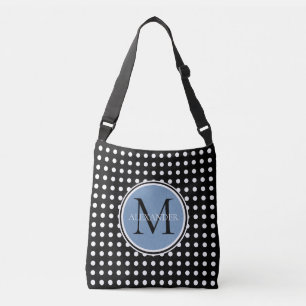 Bolsa de papel monograma de polka blanco y negro