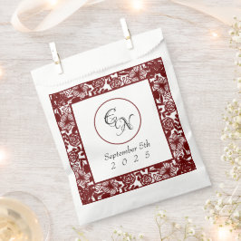 Bolsa De Papel Monograma de trabajo abierto Boda blanco-borgoña