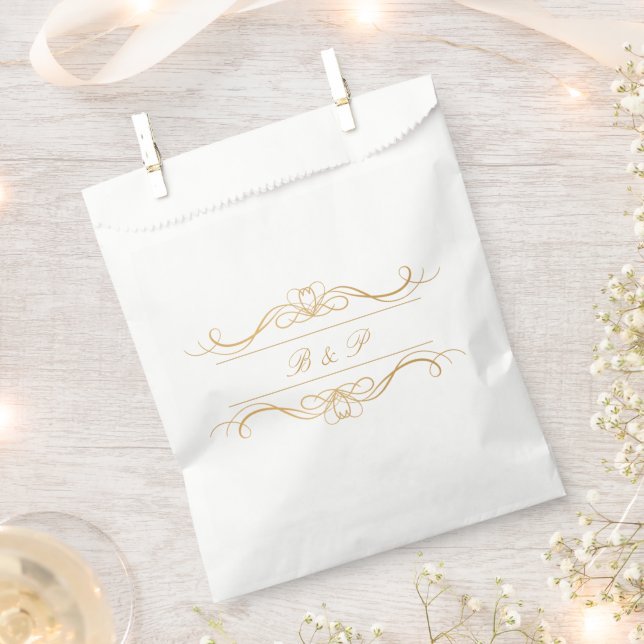 Bolsa De Papel Monograma Elegante Moderno Bodas con Letra en Torn (Cortado)