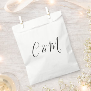 Bolsa De Papel Monograma Elegante Negro y Blanco