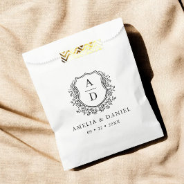 Bolsa De Papel Monograma floral Boda Escudo blanco moderno