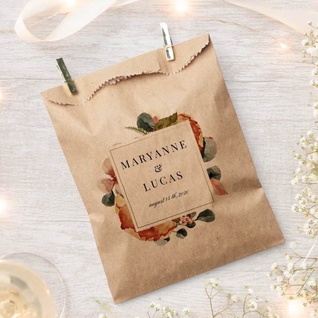 Bolsa De Papel monograma follaje acuático de otoño gracias (Cortado)