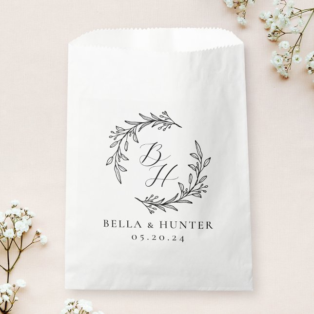 Bolsa De Papel Monograma inicial Boda de la flor (Subido por el creador)