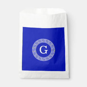 Bolsa De Papel Monograma inicial del marco de la llave de griega 