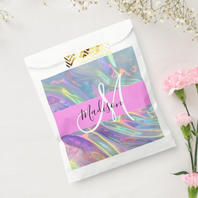 Bolsa De Papel Monograma irlandés del arcoiris gúnido Holográfico (Sellado)