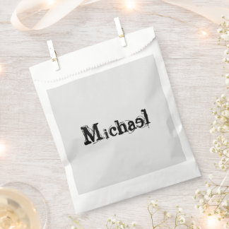 Bolsa De Papel Monograma minimalista moderno con nombre gris negr