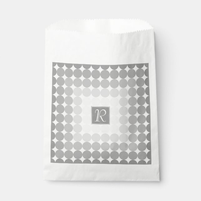 Bolsa De Papel Monograma moderno de círculos grises (Anverso)