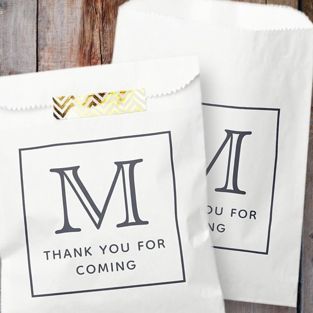 Bolsa De Papel Monograma moderno de Moda simple gracias por venir (Subido por el creador)