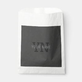 Bolsa De Papel Monograma moderno de nombre en gris oscuro (u otro