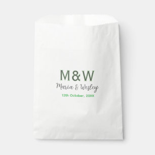 Bolsa De Papel Monograma pareja gris verde cita romántica moderna