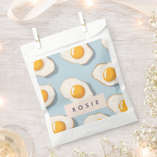 Bolsa De Papel Monograma Patrón de huevo de lado soleado personal (Cortado)