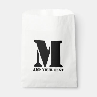Bolsa De Papel Monograma Personalizado Negro Texto Moderno Person