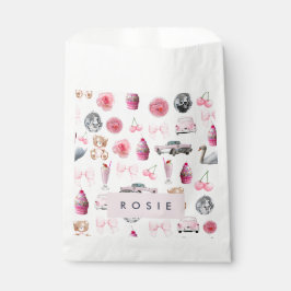 Bolsa De Papel Monograma Rubor Pink Retro Disco Coquette