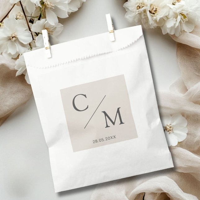 Bolsa De Papel Monograma simple y elegante (Simple and elegant monogram favor bag)