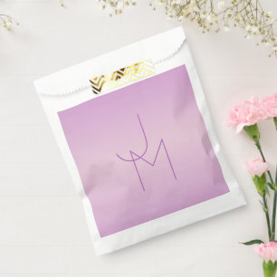 Bolsa De Papel Monograma superpuesto único   Rosa lavanda suave