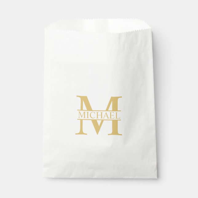 Bolsa De Papel Monograma y nombre personalizados de oro (Anverso)
